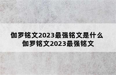 伽罗铭文2023最强铭文是什么 伽罗铭文2023最强铭文